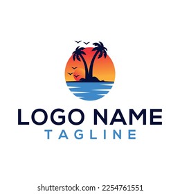 Natural sunset logo design with vector format.
