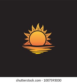 natural sunset logo vector, natural sunrise logo concept. Sun vector art.