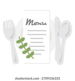 Mesa de gusto natural coordinación menú material de ilustración