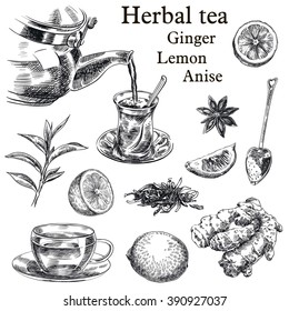 natural tea, lemon, ginger and star anise