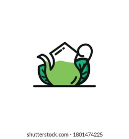Natural Teapot logo icon. Teapot design template.