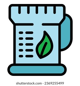 Vector de contorno de icono de tecnología natural. Tecnología ecológica. Color del cuidado del árbol