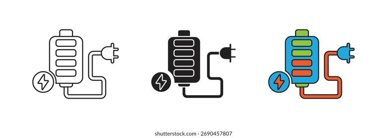 Natural technology rechargeable battery vector set icon. Rechargeable battery technology vector icon simple flat design.