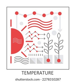 Ausbreitung der natürlichen Temperatur. Klimawandel, Umweltschutz, Vektorgrafik