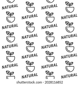 natural text simple repeat seamless black and white outline pattern on white background