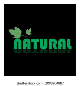 NATURAL text vector and leaf image, for a simple elegant free design.
