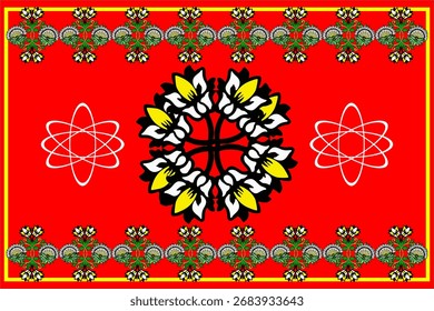 Natural Texture Background, geometric pattern with floral pattern, For Interior Home Decoration Carpet, Scarf, Rug, Curtain, Home Decoration and background