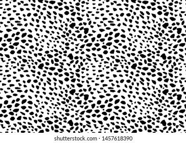 Natural texture, skin of the animal. Black brush strokes seamless pattern