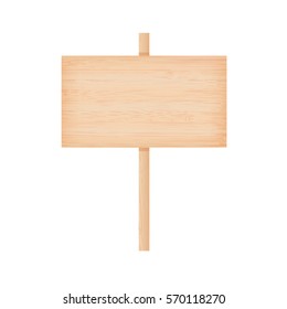 Natural textured bamboo wooden rectangular signboard on a pole vector illustration