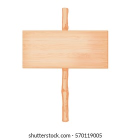 Natural textured bamboo wooden rectangular signboard on a pole vector illustration