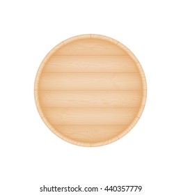 Natural textured wooden beer oak barrel bottom vector illustration