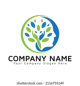 Natural Therapy Mind For Health Logo Designs Simple Modern  Mental Health Logo Concept. Human Thinks Health, Spirit, And Success Logo Design Inspiration. Creative Psychology And Mental Health Logo 