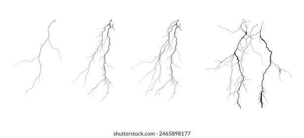 natural thunder bolt flash effect silhouette white background