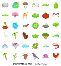 Natural treasure icons set. Cartoon set of 36 natural treasure vector icons for web isolated on white background