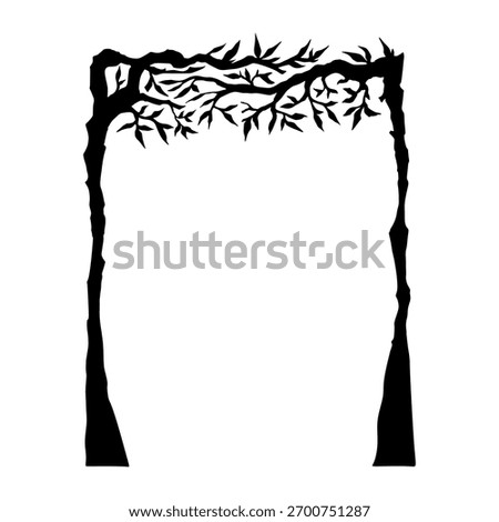Natural tree arch decorative frame border monochrome style