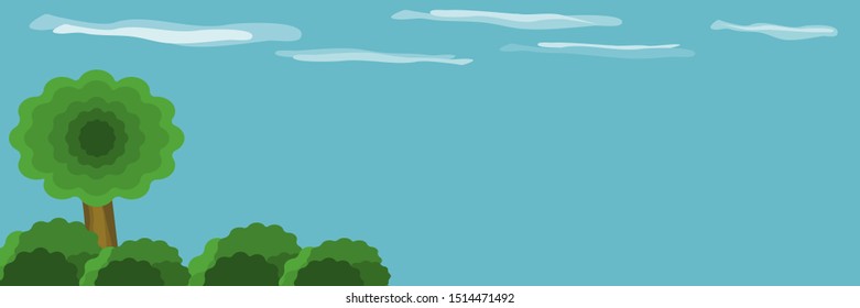 The natural tree and blue sky with cloud  landscape cartoon background blank space for your photo and your text.