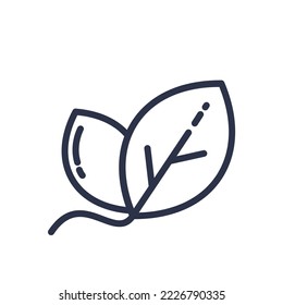 Vector de icono monocromo de hoja de rama de árbol natural. Símbolo ecológico del sitio web de ecología o aplicación para smartphones. Conservación ecológica y ambiental ilustración de dibujos animados planos en blanco y negro