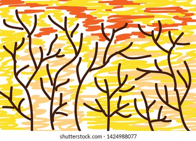 natural tree branches digital art painting, drawing by kid