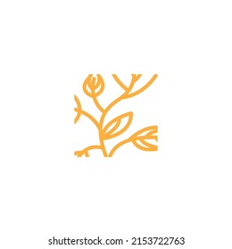 natural tree flower logo illustration abstract line design vector