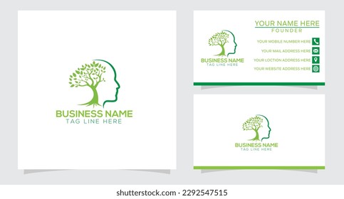 natural tree human brain logo design template free vector 