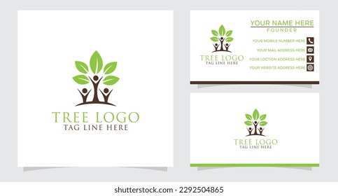 natural tree leaf logo design template 