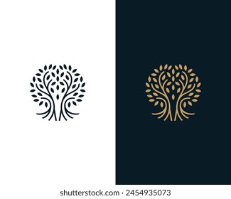 Natural tree leaves logo  design vector icon template.