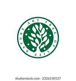 Natural tree of life logotype design badge