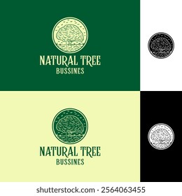 Natural Tree Logo Design Green Plant flora Symbol Vector Graphic