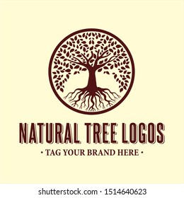 Natural tree logos with different styles