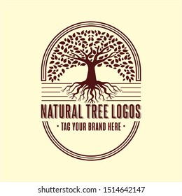 Natural tree logos with different styles