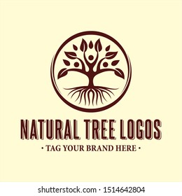 Natural tree logos with different styles