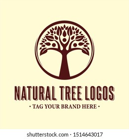 Natural tree logos with different styles