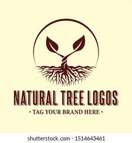 Natural tree logos with different styles