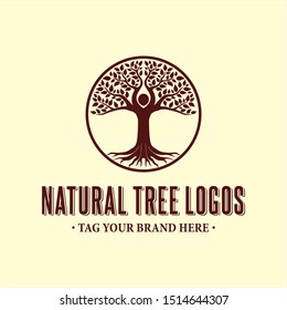 Natural tree logos with different styles