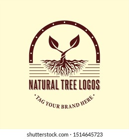 Natural tree logos with different styles