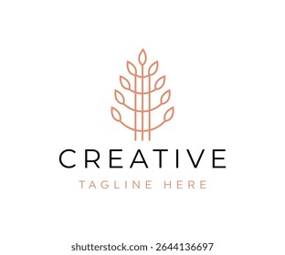 Natural tree minimalist design line art logo