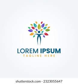 Natural tree people healthy logo design vector template