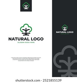 Modelo de logotipo de raízes de árvores naturais
