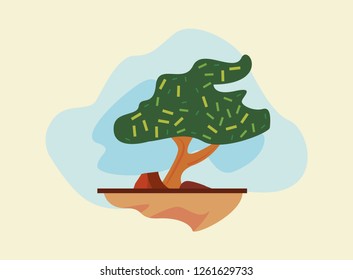 natural tree stone drawing design