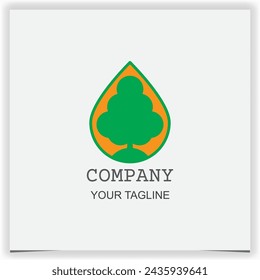 Natural tree and water drop logo template