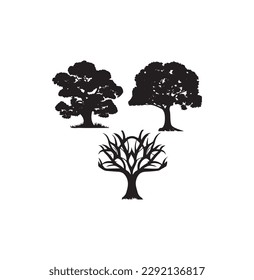 Natural trees silhouette vector art.