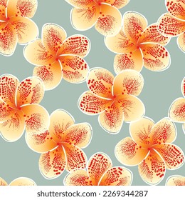 Natural tropical flower as seamless fashion print. Suit for illustration, wallpaper, fabric print.