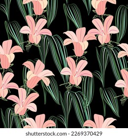 Natural tropical flower as seamless fashion print. Suit for illustration, wallpaper, fabric print.