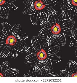 Natural tropical flower as seamless fashion print. Suit for illustration, wallpaper, fabric print.