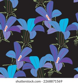Natural tropical flowers as seamless fashion print. Suit for illustration, wallpaper, fabric print.
