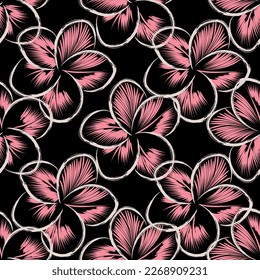 Natural tropical flowers as seamless fashion print. Suit for illustration, wallpaper, fabric print.