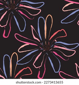 Natural tropical flowers as seamless fashion print. Suit for illustration, wallpaper, fabric print.