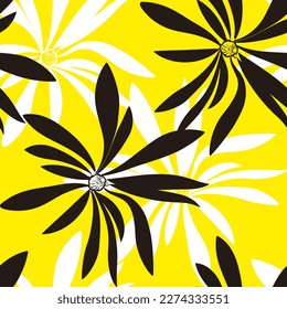 Natural tropical flowers as seamless fashion print. Suit for illustration, wallpaper, fabric print.