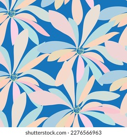 Natural tropical flowers as seamless fashion print. Suit for illustration, wallpaper, fabric print.