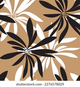Natural tropical flowers as seamless fashion print. Suit for illustration, wallpaper, fabric print.